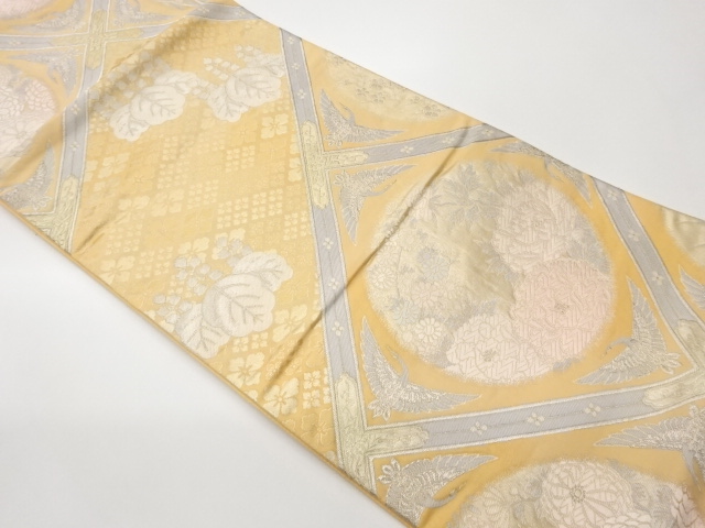 JAPANESE KIMONO / FUKURO OBI / WOVEN FLOWER BIRD